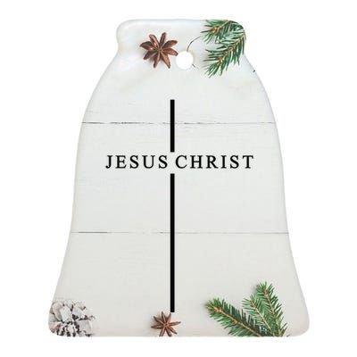 Jesus Christ Cross Christian Ceramic Bell Ornament