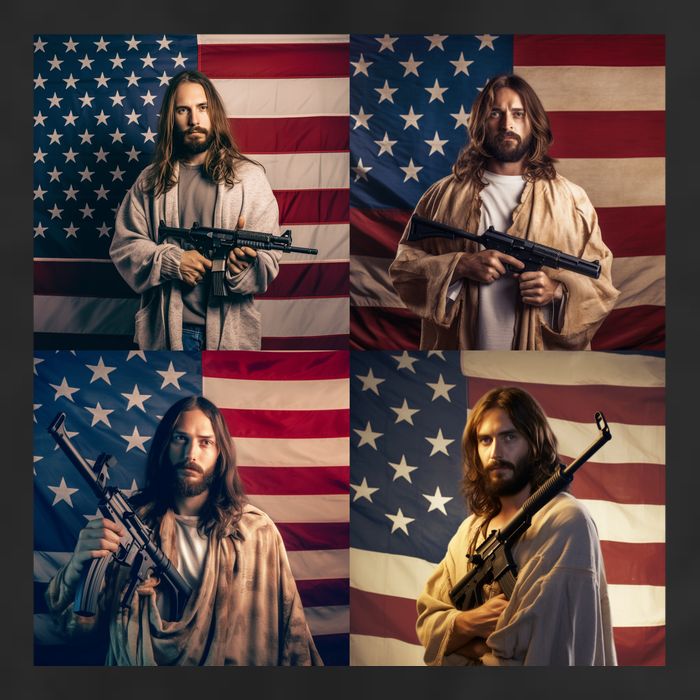 Jesus Christ Carrying Gun Defending America Trucker Hat