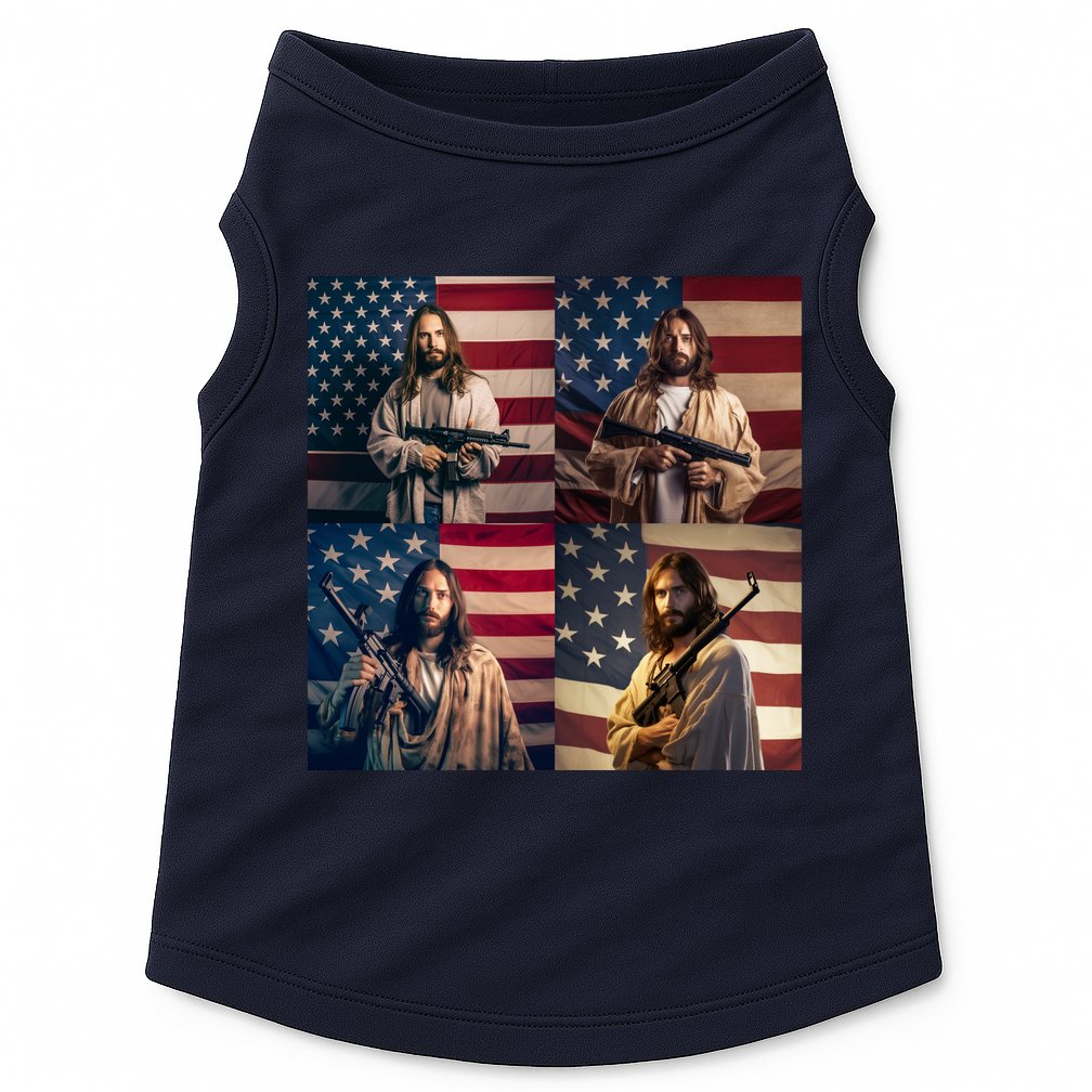 Jesus Christ Carrying Gun Defending America Doggie Tank