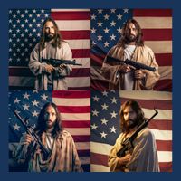 Jesus Christ Carrying Gun Defending America Flatbill Hat