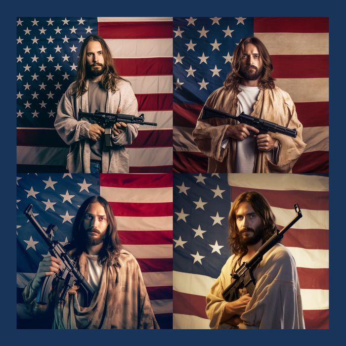 Jesus Christ Carrying Gun Defending America Baby Bodysuit