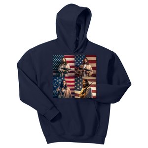 Jesus Christ Carrying Gun Defending America Kids Hoodie