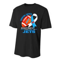 Jets Crucial Catch Intercept Diabetes Youth Performance Sprint T-Shirt