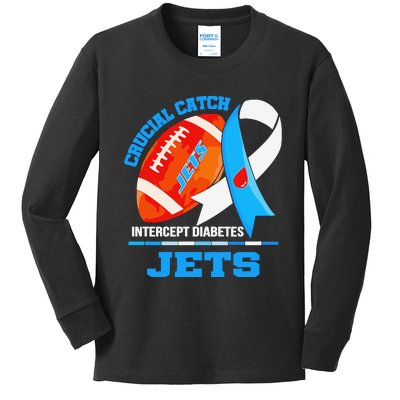 Jets Crucial Catch Intercept Diabetes Kids Long Sleeve Shirt