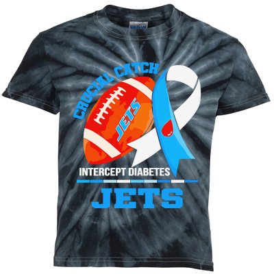 Jets Crucial Catch Intercept Diabetes Kids Tie-Dye T-Shirt