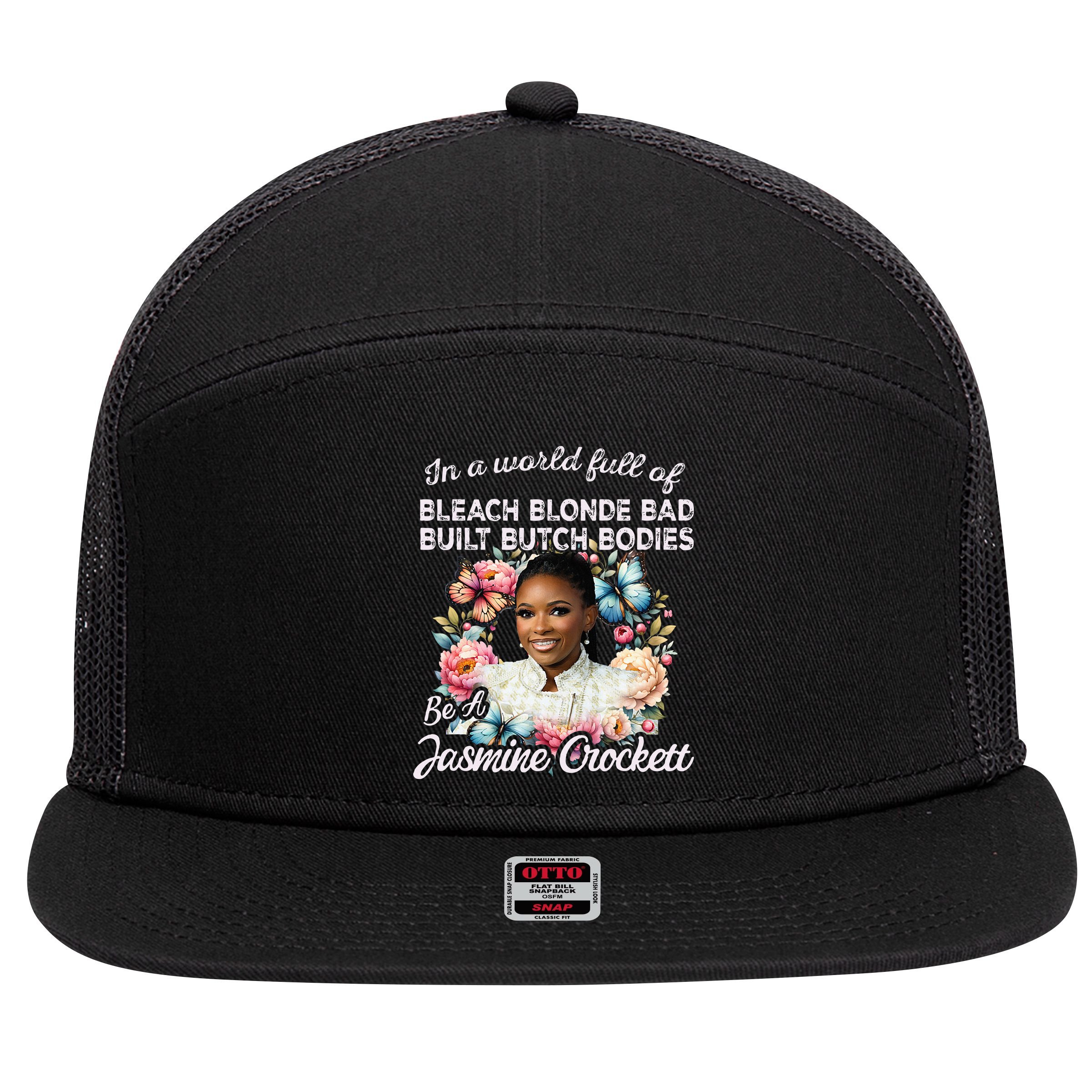 Jasmine Crockett Calls Out Marjorie Taylor Greene 7 Panel Mesh Trucker Snapback Hat