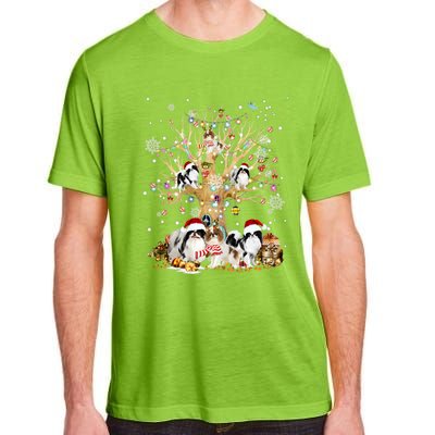 Japanese Chin Christmas Tree Lights Xmas Pajama Dog Adult ChromaSoft Performance T-Shirt