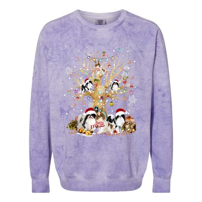 Japanese Chin Christmas Tree Lights Xmas Pajama Dog Colorblast Crewneck Sweatshirt