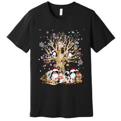 Japanese Chin Christmas Tree Lights Xmas Pajama Dog Premium T-Shirt