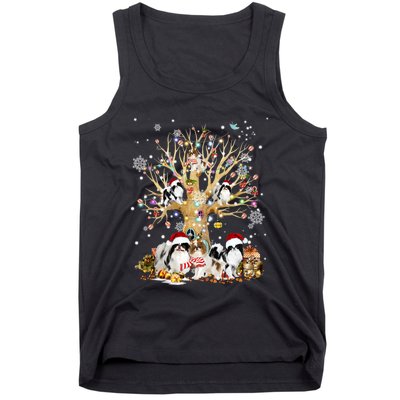 Japanese Chin Christmas Tree Lights Xmas Pajama Dog Tank Top