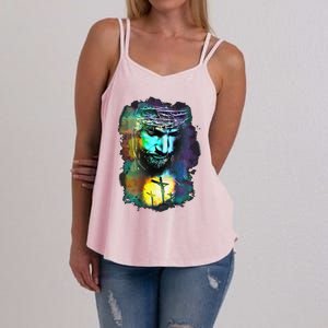 Jesus Christ Cross Religious Picture Christian Art Print Women's Strappy Tank