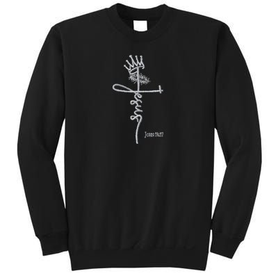 Jesus Cross Crown Of Thorns John 18:37 King Embroidered Embroidered Sweatshirt