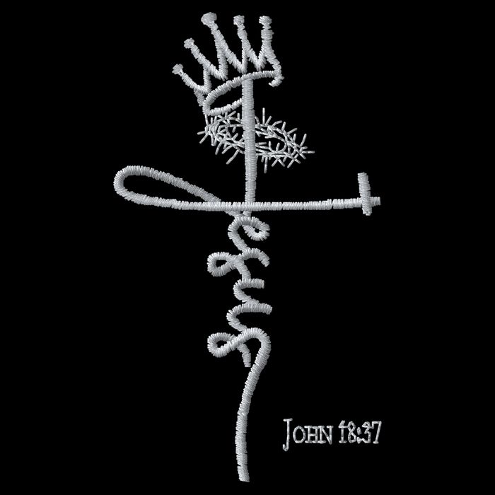 Jesus Cross Crown Of Thorns John 18:37 King Embroidered Embroidered Flat Bill Trucker Hat