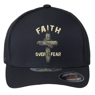 Jesus Christ Cross Faith Over Fear Flexfit Unipanel Trucker Cap