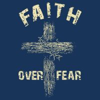 Jesus Christ Cross Faith Over Fear 7 Panel Mesh Trucker Snapback Hat