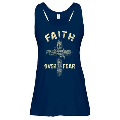 Jesus Christ Cross Faith Over Fear Ladies Essential Flowy Tank