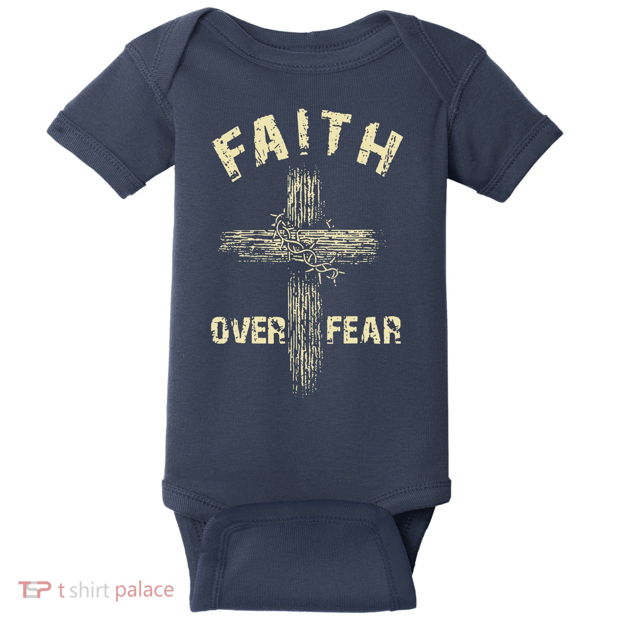 Jesus Christ Cross Faith Over Fear Baby Bodysuit