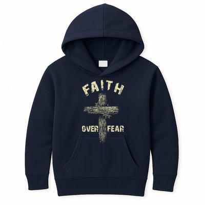 Jesus Christ Cross Faith Over Fear Kids Hoodie