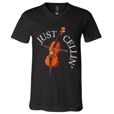 Just Cellin Cello Player Cellist Musician Classical Music V-Neck T-Shirt