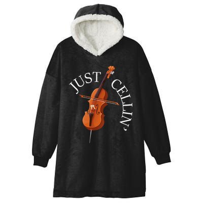 Just Cellin Cello Player Cellist Musician Classical Music Hooded Wearable Blanket