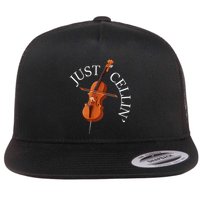 Just Cellin Cello Player Cellist Musician Classical Music Flat Bill Trucker Hat