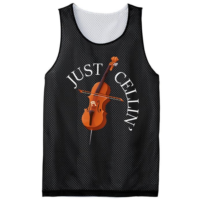 Just Cellin Cello Player Cellist Musician Classical Music Mesh Reversible Basketball Jersey Tank