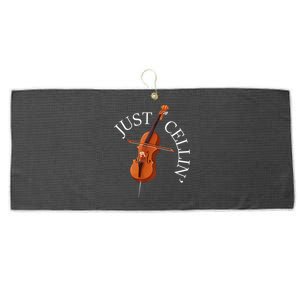 Just Cellin Cello Player Cellist Musician Classical Music Large Microfiber Waffle Golf Towel