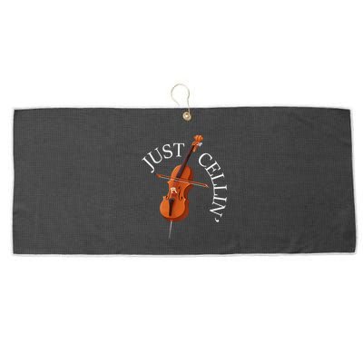 Just Cellin Cello Player Cellist Musician Classical Music Large Microfiber Waffle Golf Towel