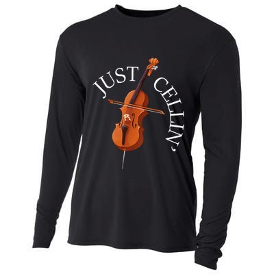 Just Cellin Cello Player Cellist Musician Classical Music Cooling Performance Long Sleeve Crew