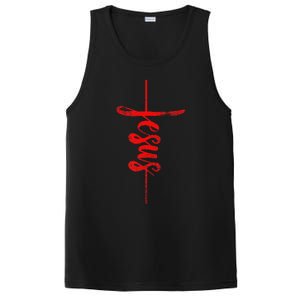 Jesus Christian Cross Art Cursive Inspiring Gift Gift PosiCharge Competitor Tank