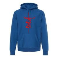 Jesus Christian Cross Art Cursive Inspiring Gift Gift Premium Hoodie