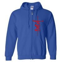 Jesus Christian Cross Art Cursive Inspiring Gift Gift Full Zip Hoodie