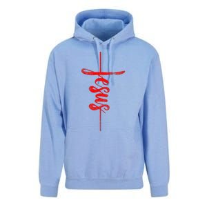 Jesus Christian Cross Art Cursive Inspiring Gift Gift Unisex Surf Hoodie