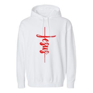 Jesus Christian Cross Art Cursive Inspiring Gift Gift Garment-Dyed Fleece Hoodie