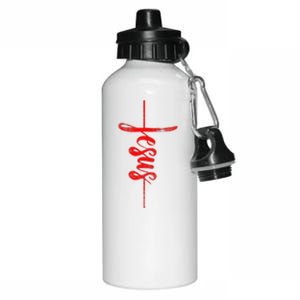 Jesus Christian Cross Art Cursive Inspiring Gift Gift Aluminum Water Bottle 