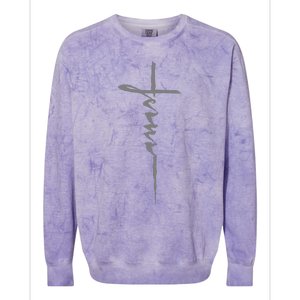 Jesus Christian Cross Art Cursive Inspiring Gift Colorblast Crewneck Sweatshirt