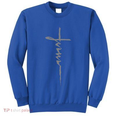 Jesus Christian Cross Art Cursive Inspiring Gift Tall Sweatshirt