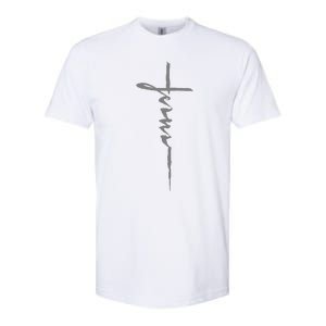 Jesus Christian Cross Art Cursive Inspiring Gift Softstyle CVC T-Shirt