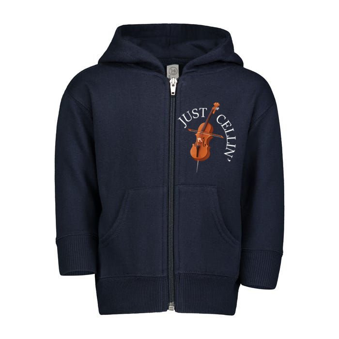 Just Cellin - Cello Player Cellist Musician Classical Music Toddler Zip Fleece Hoodie