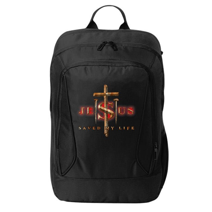 Jesus Cross Christ Saved My Life Quote Saying Christian City Backpack