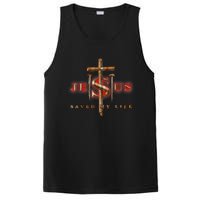 Jesus Cross Christ Saved My Life Quote Saying Christian PosiCharge Competitor Tank