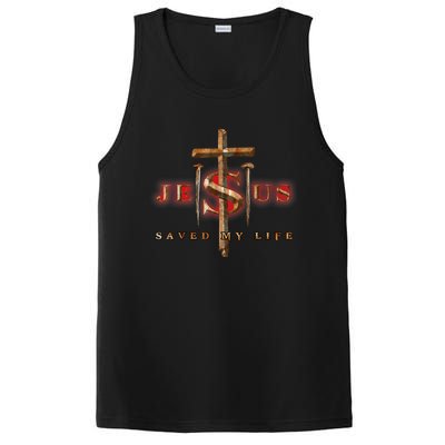 Jesus Cross Christ Saved My Life Quote Saying Christian PosiCharge Competitor Tank