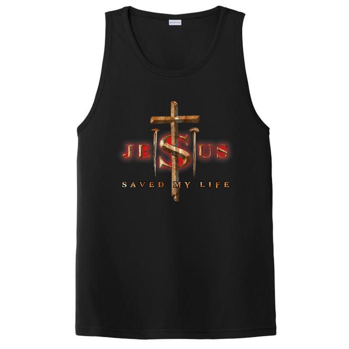 Jesus Cross Christ Saved My Life Quote Saying Christian PosiCharge Competitor Tank