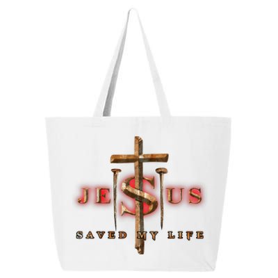 Jesus Cross Christ Saved My Life Quote Saying Christian 25L Jumbo Tote