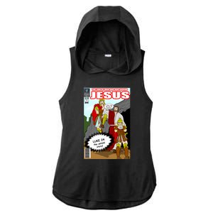 Jesus Christian Comic Cover Ladies PosiCharge Tri-Blend Wicking Draft Hoodie Tank