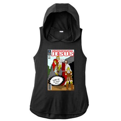 Jesus Christian Comic Cover Ladies PosiCharge Tri-Blend Wicking Draft Hoodie Tank