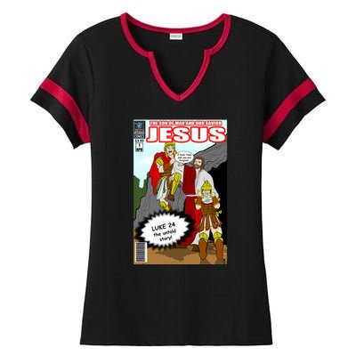 Jesus Christian Comic Cover Ladies Halftime Notch Neck Tee