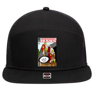 Jesus Christian Comic Cover 7 Panel Mesh Trucker Snapback Hat