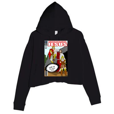 Jesus Christian Comic Cover Crop Fleece Hoodie