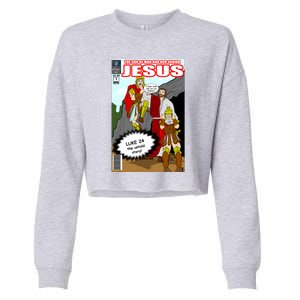 Jesus Christian Comic Cover Cropped Pullover Crew